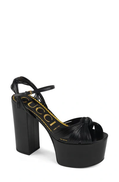 Shop Gucci Crawford Strappy Platform Sandal In Black