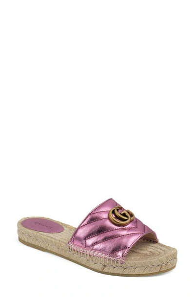 Shop Gucci Pilar Espadrille Slide Sandal In Pink