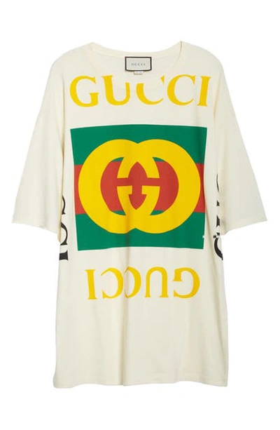 Shop Gucci Gg Logo Oversize Cotton Tee In Sunkissed/ Multicolor