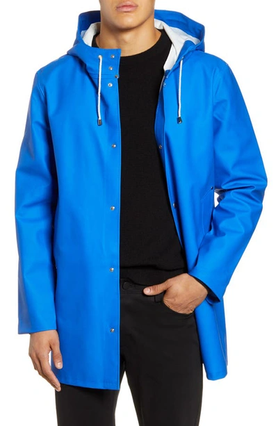 Shop Stutterheim Stockholm Waterproof Hooded Raincoat In Electric Blue