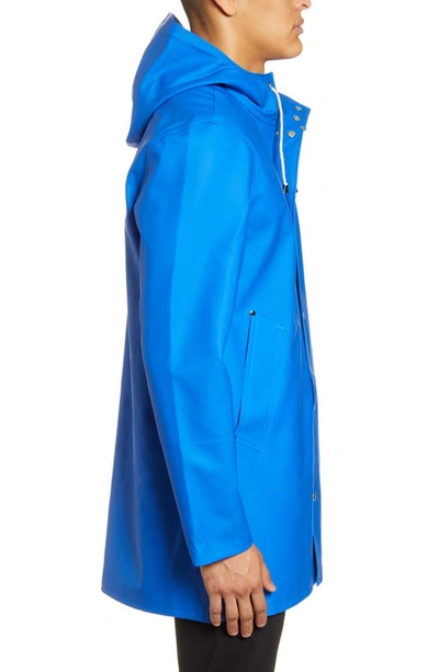 Shop Stutterheim Stockholm Waterproof Hooded Raincoat In Electric Blue