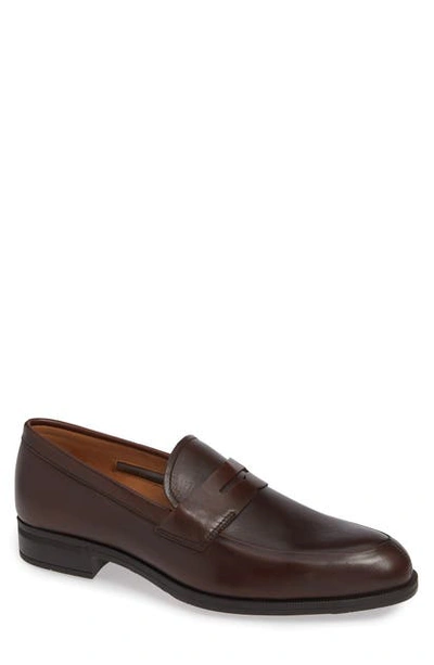 Shop Vince Camuto Iggi Penny Loafer In Dark Brown Leather