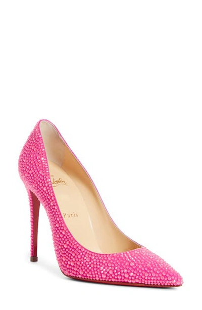 Shop Christian Louboutin Kate Crystal Embellished Pointed Toe Pump In Diva Pink