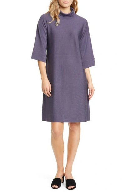 Shop Eileen Fisher Merino Wool Shift Dress In Blue Shale