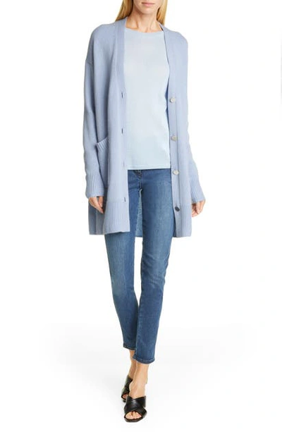 Shop St John St. John Wool & Silk Jersey Sweater In Sail Blue