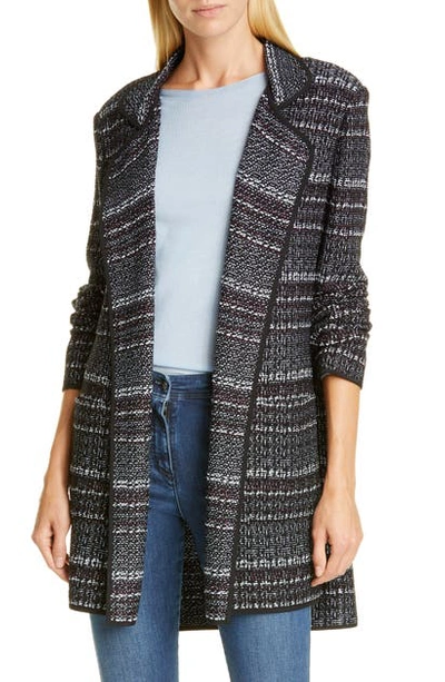 Shop St John Open Front Texture Boucle Tweed Knit Jacket In Iris Multi