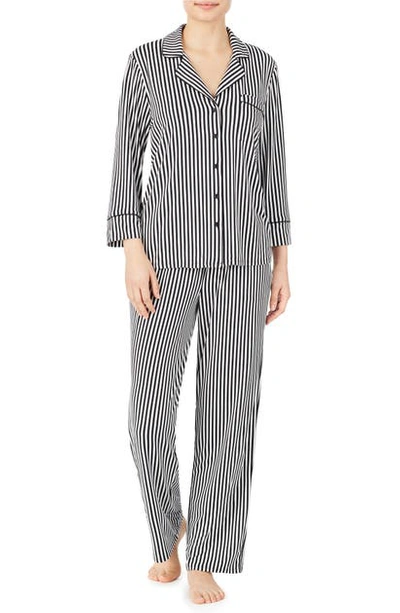 Shop Kate Spade Brushed Jersey Pajamas In Micro Stripe