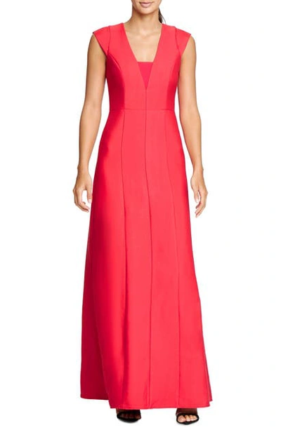 Shop Halston Heritage Structured A-line Gown In Crimson