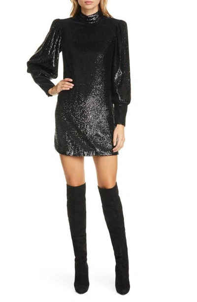 Shop A.l.c Christy Sequin Long Sleeve Minidress In Black