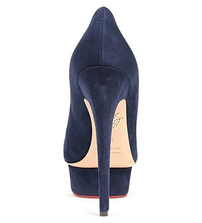 Shop Charlotte Olympia Dolly Tone Suede Platform Courts In Navy