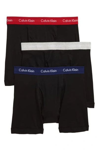 Shop Calvin Klein 3-pack Boxer Briefs In Black/ Grey/ Temper/ Purple