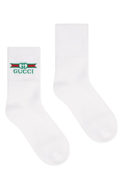 Shop Gucci Logo Socks In Ivory