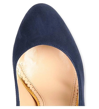 Shop Charlotte Olympia Dolly Tone Suede Platform Courts In Navy