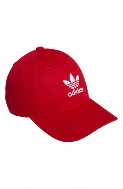 Shop Adidas Originals Originals Relaxed Baseball Cap - Red In Med Red