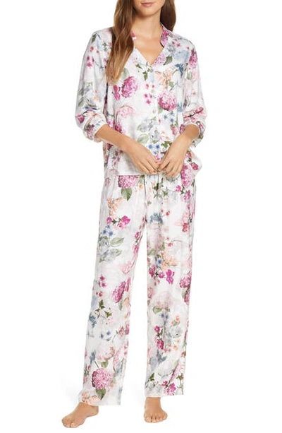 Shop Flora Nikrooz Moira Floral Print Twill Pajamas In Ivory