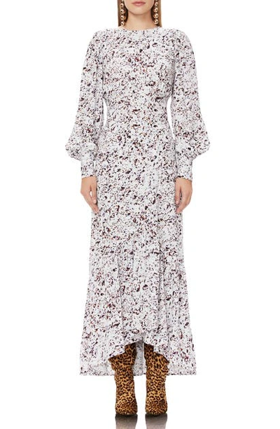 Shop Afrm Ziggy Print Long Sleeve High/low Maxi Dress In Femme Texture