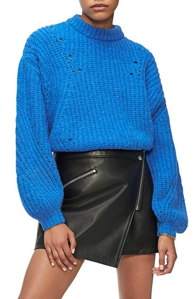 Shop Anine Bing Jolie Pointelle Alpaca & Wool Blend Sweater In Vibrant Blue