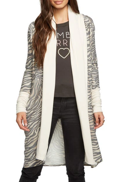 Shop Chaser Cozy Knit Duster Cardigan In Zebra