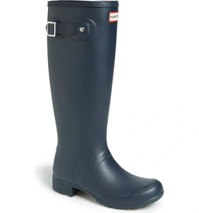 Shop Hunter Tour Packable Waterproof Rain Boot In Navy/ Navy