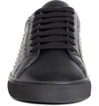 Shop Saint Laurent Andy Studded Sneaker In Black Leather