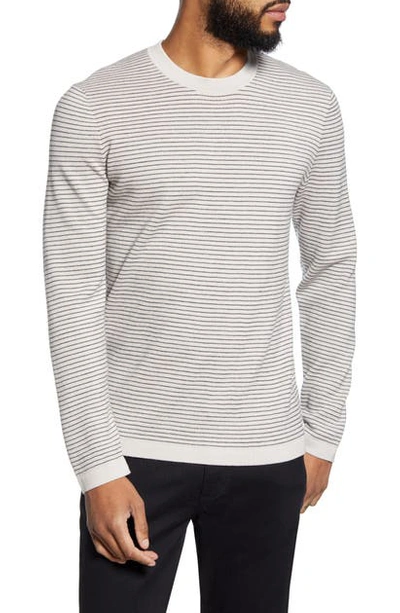 Shop Theory Ollis Stripe Crewneck Wool Sweater In Feldspar/ Eclipse