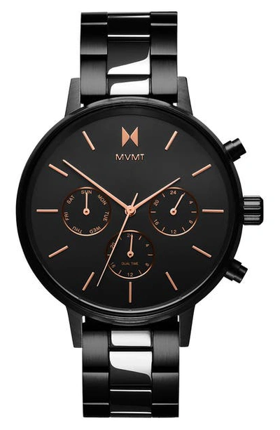 Shop Mvmt Nova Chronograph Bracelet Watch, 38mm In Silver/ Black