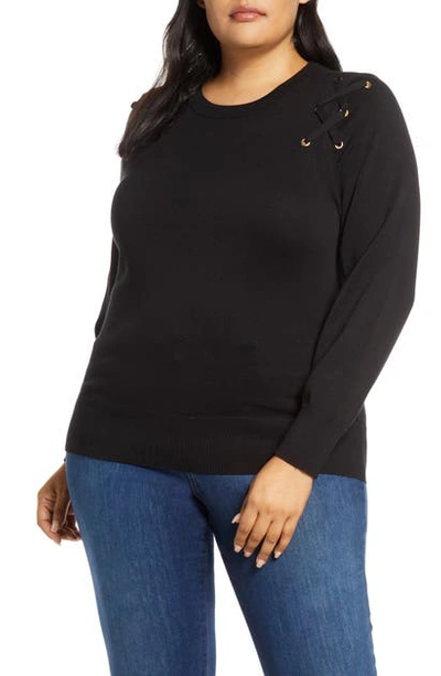 Shop Michael Michael Kors Laced Up Sweater In Black