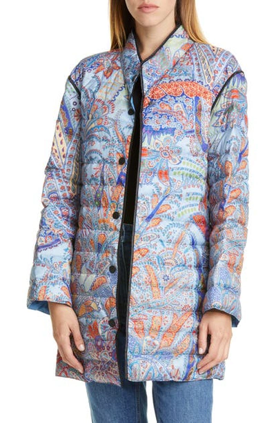 Shop Etro Paisley Print Water Resistant Down Puffer Jacket In Blue