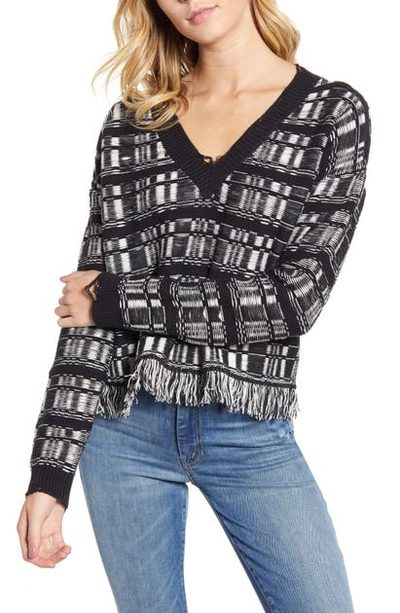 Shop Wildfox Reese Reverse Plaid Sweater In Night/ Vanilla