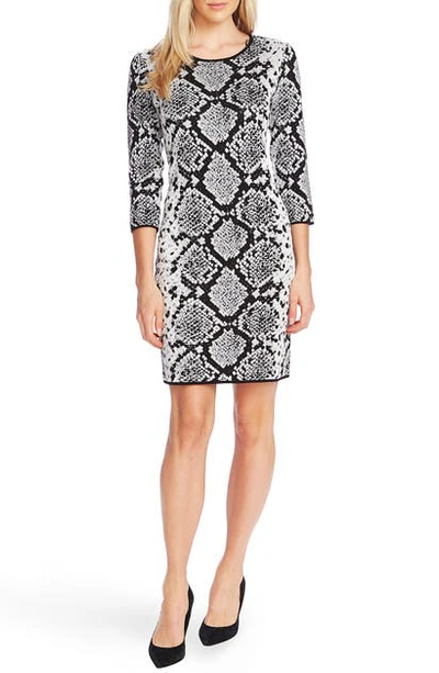 Shop Vince Camuto Snake Print Jacquard Cotton Cocktail Dress In Rich Black