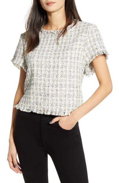 Shop Cupcakes And Cashmere Valeska Tweed Short Sleeve Top In Ivory