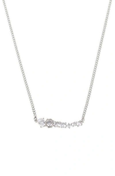 Shop Allsaints Crystal Bar Necklace In Crystal/ Rhodium