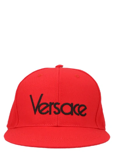 Shop Versace Cap In Red/black