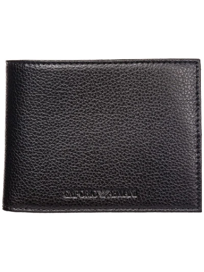 Shop Emporio Armani Wallet Leather Coin Case Holder Purse Card Bifold In Black