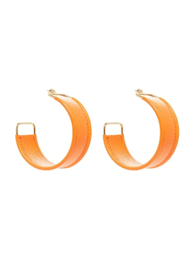 Shop Jacquemus Les Fauteuils Orange Leather Earrings