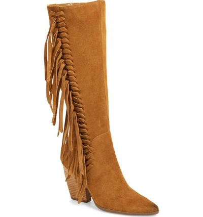Shop Charles By Charles David Nitro Fringe Knee High Boot In Biscotti Suede