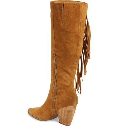 Shop Charles By Charles David Nitro Fringe Knee High Boot In Biscotti Suede