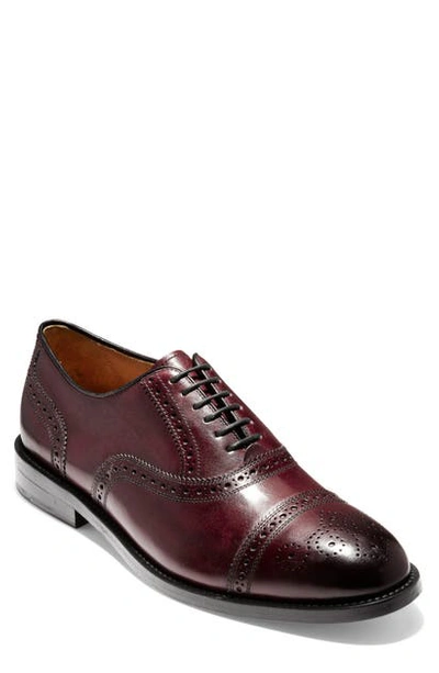 Shop Cole Haan American Classics Kneeland Cap Toe Oxford In Oxblood Leather