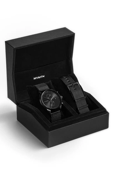 Shop Mvmt Voyager Mesh Strap Watch & Leather Strap, 42mm In Black
