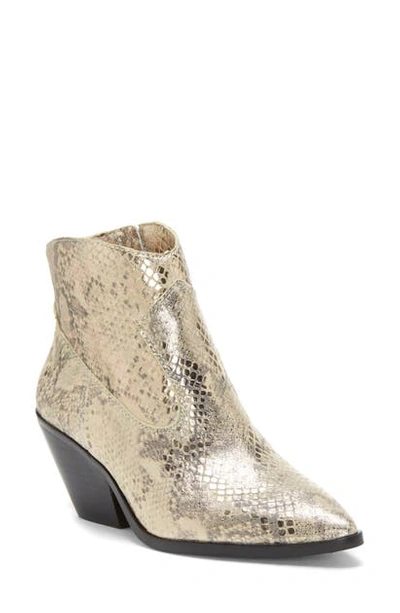 Shop Vince Camuto Jemeila Snake Embossed Bootie In Gold Leather