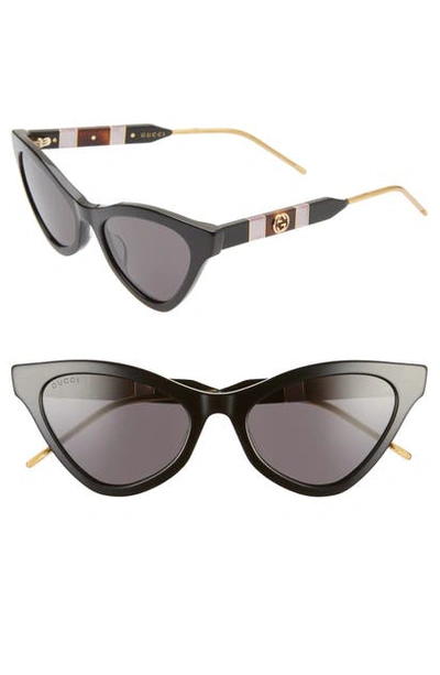 Shop Gucci 55mm Cat Eye Sunglasses In Black/ Grey Solid