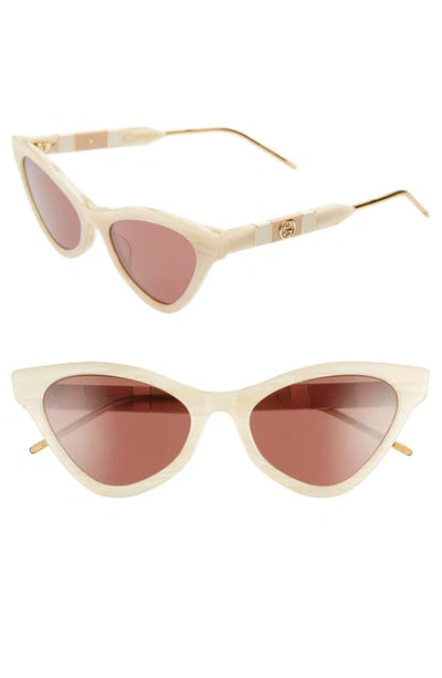 Shop Gucci 55mm Cat Eye Sunglasses In Beige/ Brown Solid