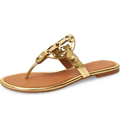 Shop Tory Burch Miller Flip Flop In Gold / Tan