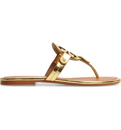 Shop Tory Burch Miller Flip Flop In Gold / Tan