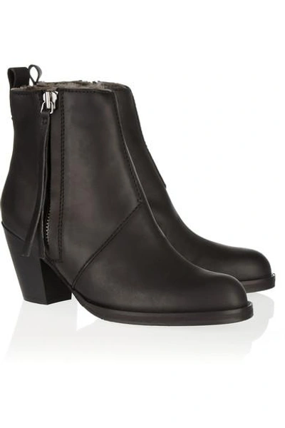 Shop Acne Studios The Pistol Shearling-lined Leather Ankle Boots In Black