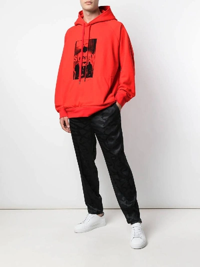 Shop Neil Barrett Subway Print Hoodie In Red