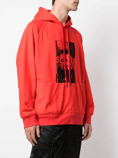 Shop Neil Barrett Subway Print Hoodie In Red