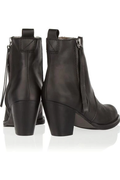 Shop Acne Studios The Pistol Shearling-lined Leather Ankle Boots In Black