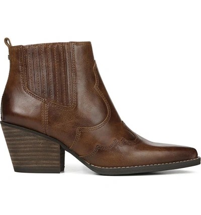 Shop Sam Edelman Winona Bootie In Brown Leather