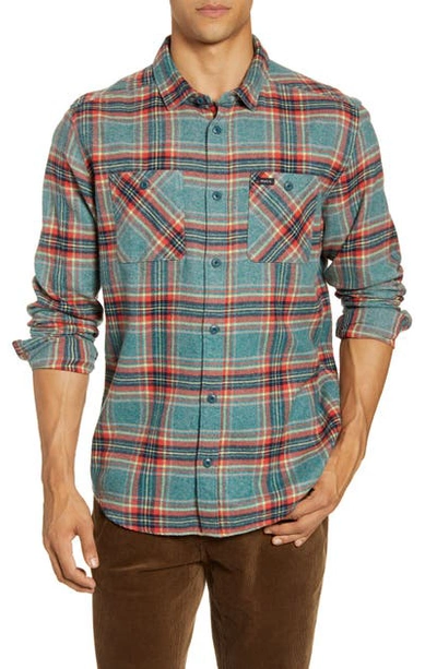 Shop Rvca Mazzy Plaid Button-up Flannel Shirt In Alpine